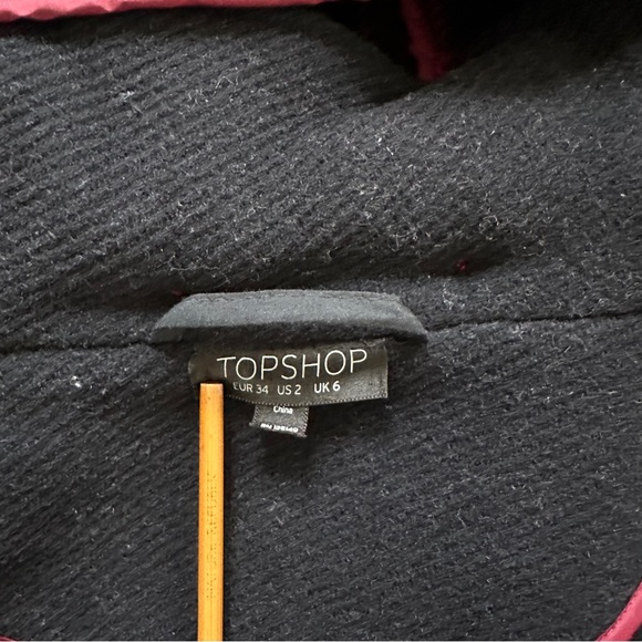 Topshop Hooded Wool Coat Women Size 2 XS Dark Blue Toggle Coat - Picture 11 of 12